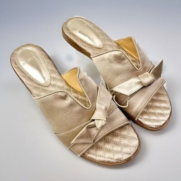 ALEXANDRE BIRMAN womens size 8.5 Clarita bow-embellished satin slides - Picture 1 of 13